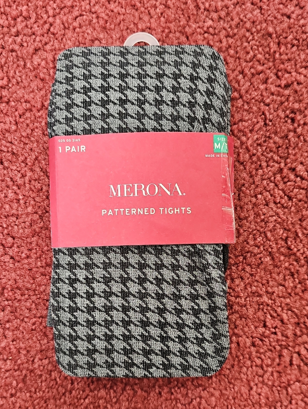 Merona Black & Gray Houndstooth Patterned Tights